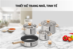 Bộ nồi chảo inox 5 đáy Sunhouse SHG789 ảnh 2