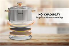 Bộ nồi chảo inox 5 đáy Sunhouse SHG789 ảnh 4