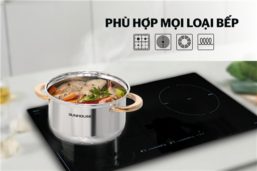 Bộ nồi chảo inox 5 đáy Sunhouse SHG789 – ảnh 7