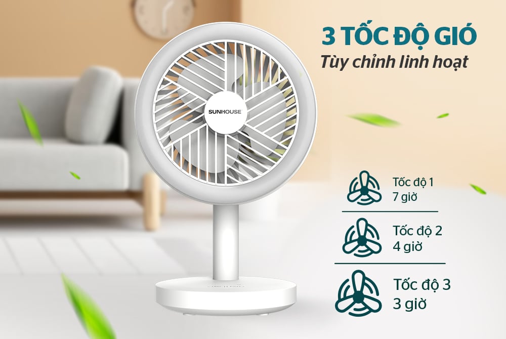 Quạt sạc mini Sunhouse SHD7114 – ảnh 7