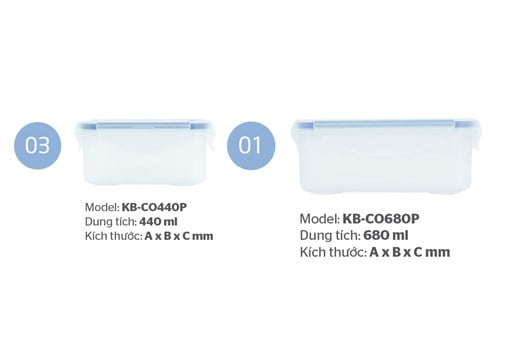 Bộ 4 hộp bảo quản thực phẩm ngăn mát biozone mini set KB-CO4P01 – ảnh 7