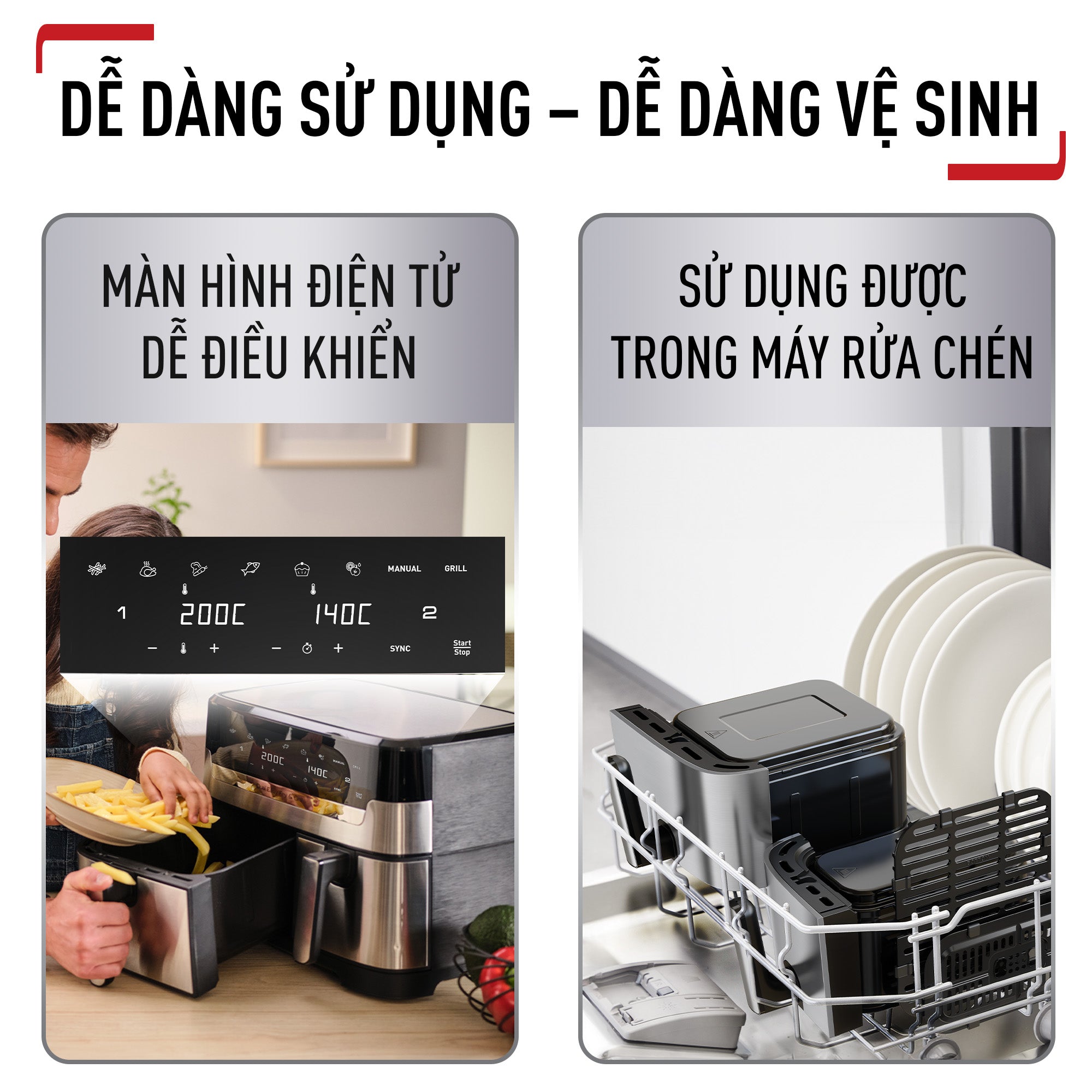 Nồi chiên không dầu 2 ngăn Tefal 2in1 EY905D10 - 8.3L - Điện tử – ảnh 7