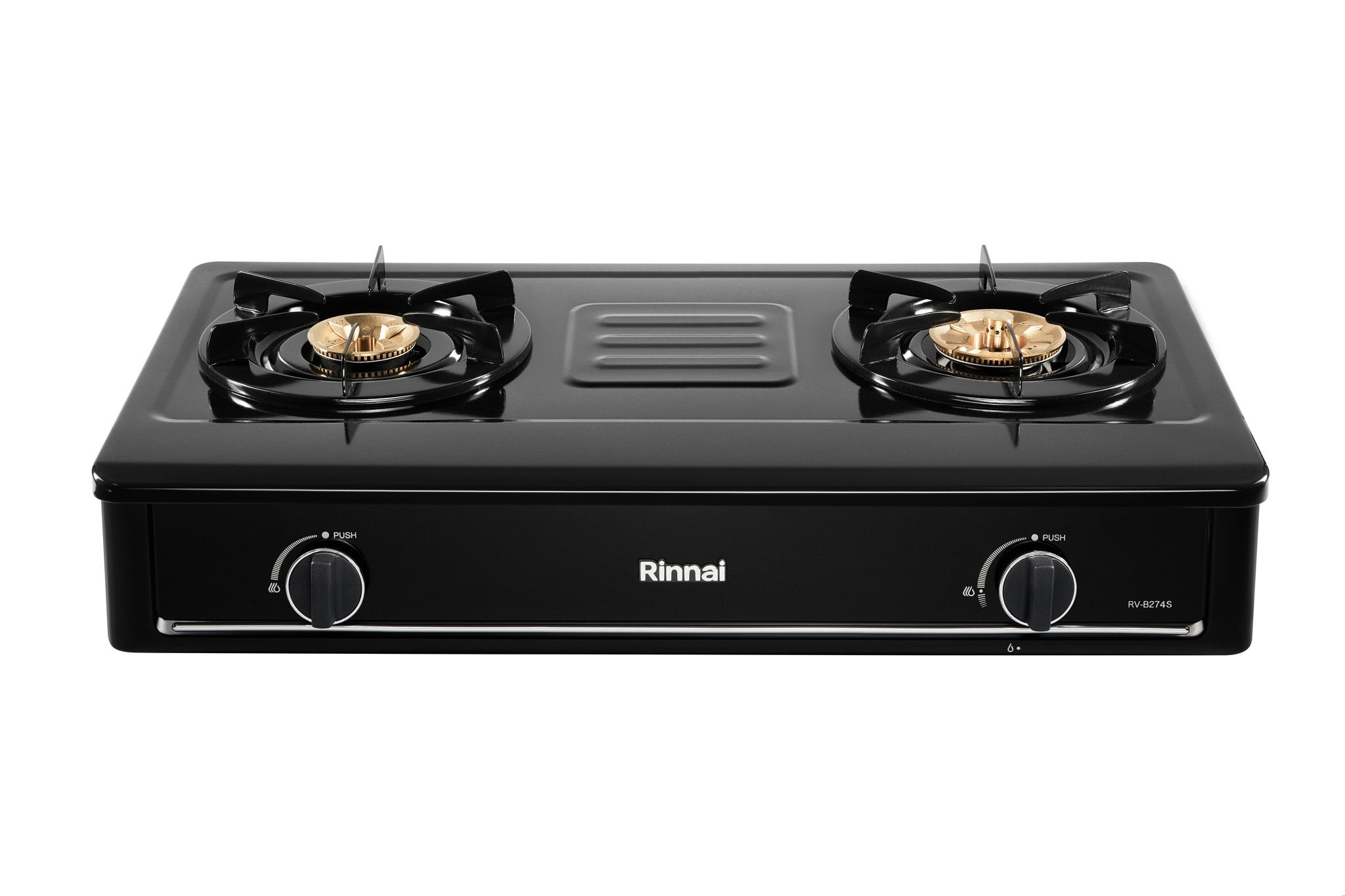 Bếp gas dương Rinnai RV-B274SB(EB) 702mm 2 lò nấu, mặt thép phủ men