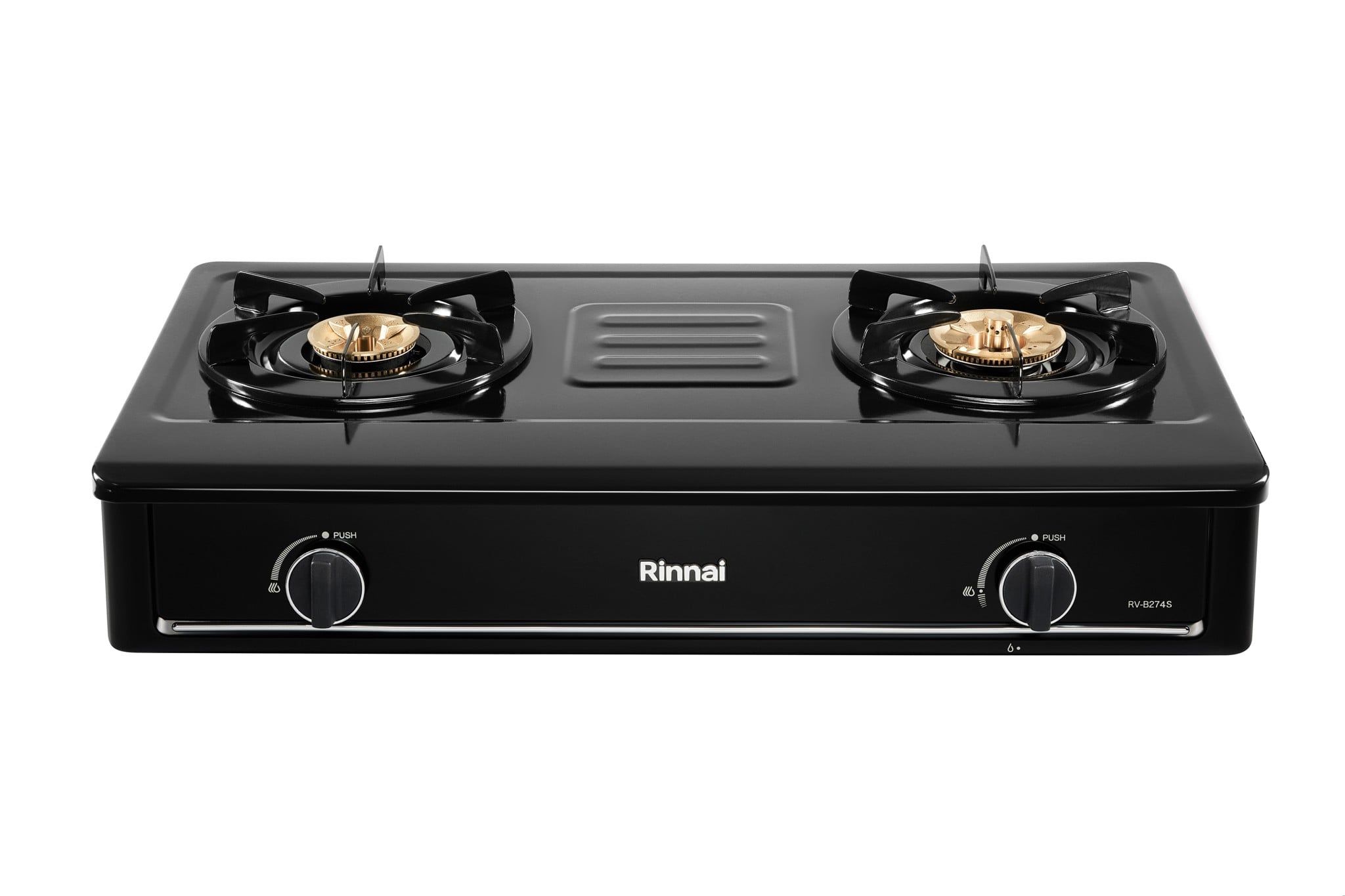  Bếp gas dương Rinnai RV-B274SB(EB) 702mm 2 lò nấu, mặt thép phủ men 