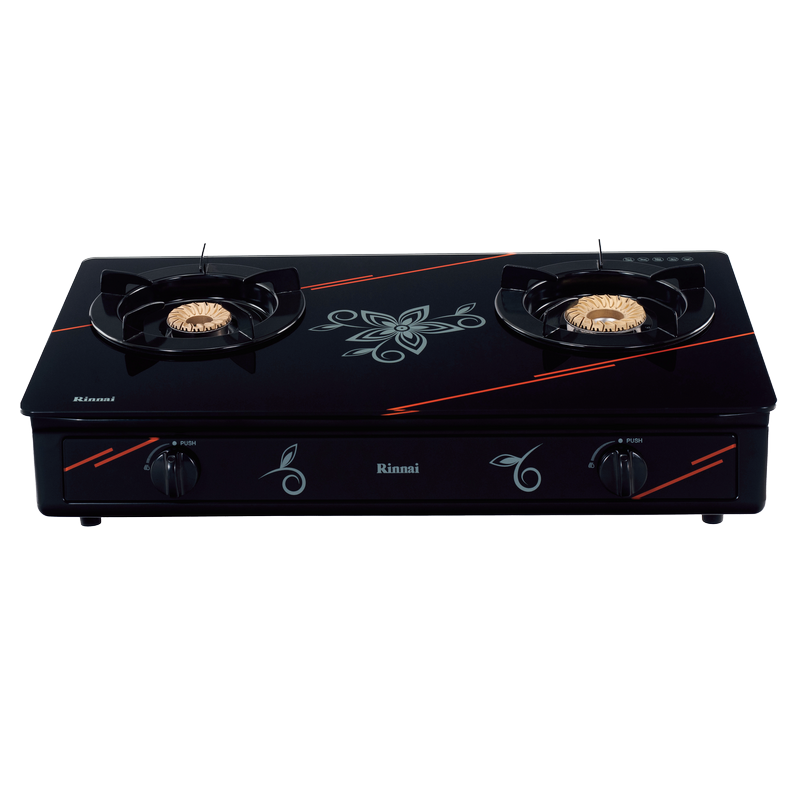  Bếp gas dương Rinnai RV-3715GL(FM) 709mm 2 lò nấu, mặt kính cường lực 