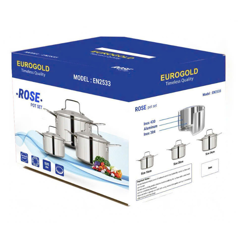 Bộ nồi inox Eurogold EN2533 – ảnh 2