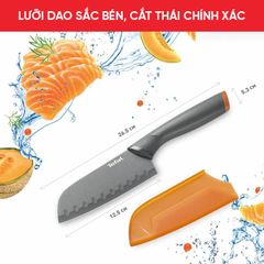 Dao làm bếp phủ Titanium bản lớn Santoku Tefal Fresh Kitchen K1220104 - 12cm ảnh 2