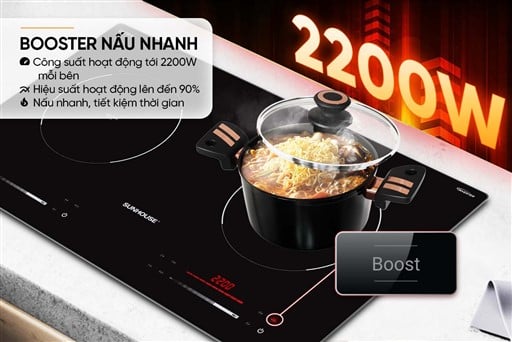 Bếp đôi điện từ Sunhouse SHB502CS – ảnh 7