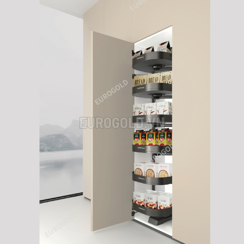 Tủ kho 6 tầng Eurogold EUM6L60XG - Nhôm sơn tĩnh điện, màu ghi đậm, 60cm