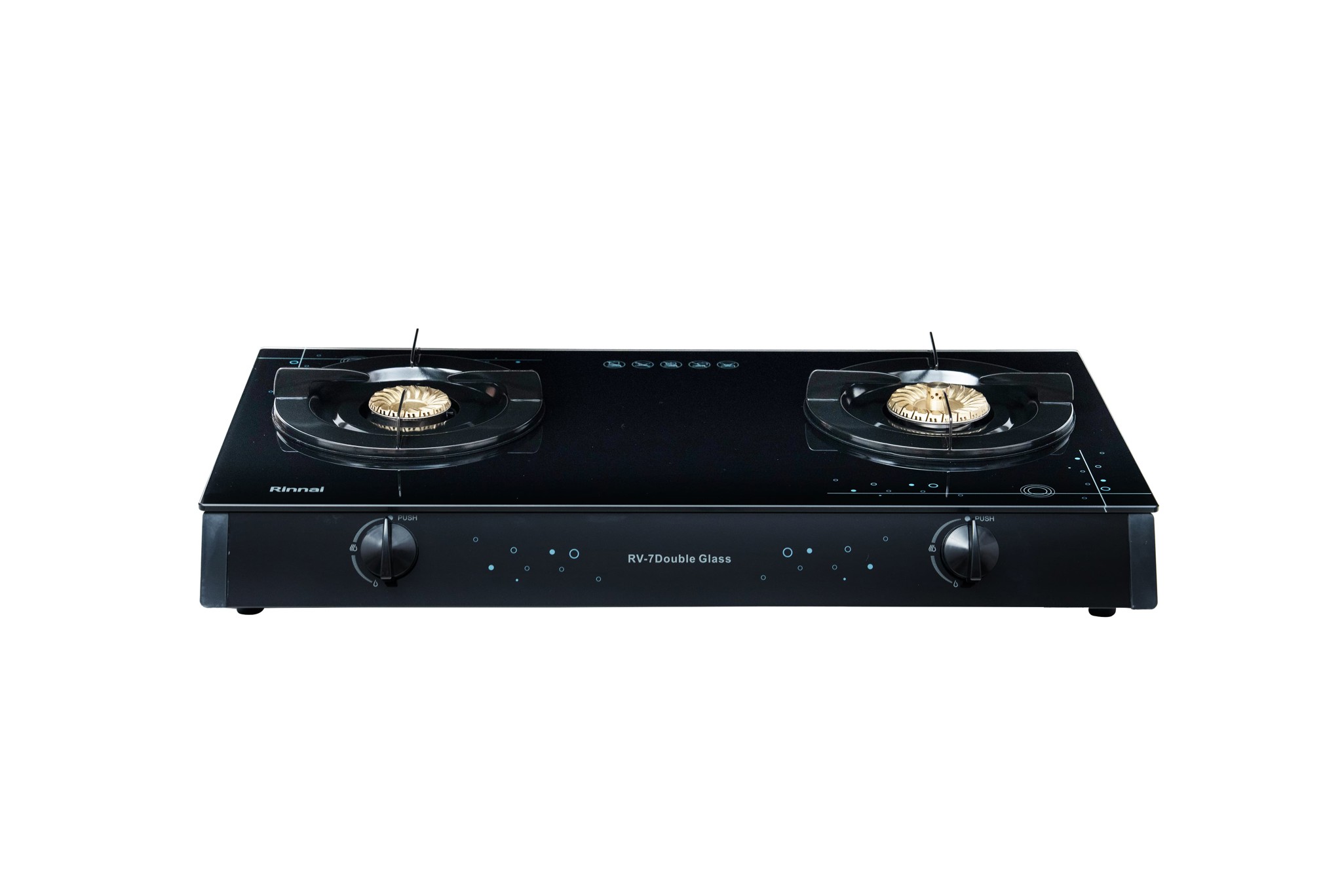 Bếp gas dương Rinnai RV-7Double Glass(Sp) 728mm 2 lò nấu, mặt kính cường lực