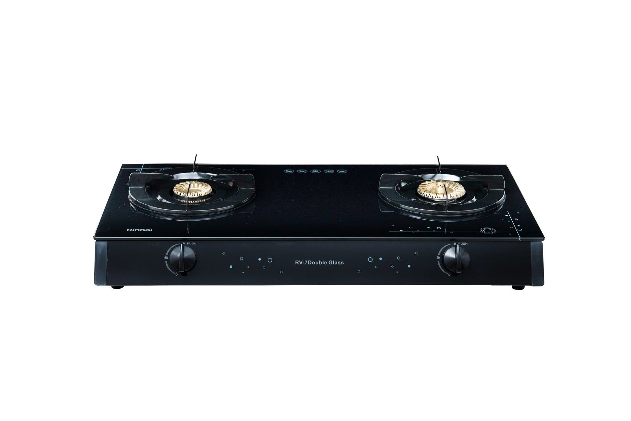 Bếp gas dương Rinnai RV-7Double Glass(Sp) 728mm 2 lò nấu, mặt kính cường lực