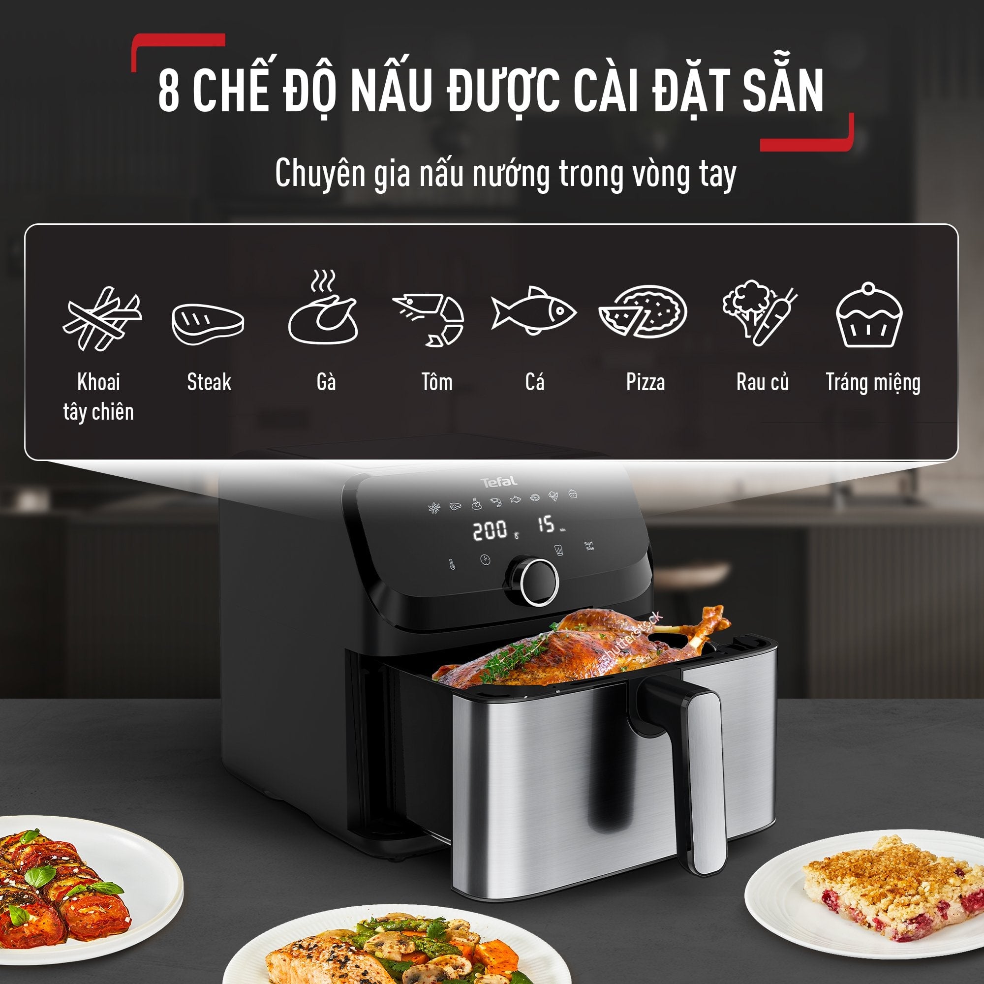Nồi chiên không dầu Tefal Mega EY8558E0 7.5L - Black – ảnh 4