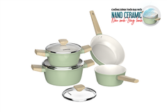 Bộ nồi phủ sứ nano đáy từ Sunhouse healthy SHG7979MT2 ảnh 1