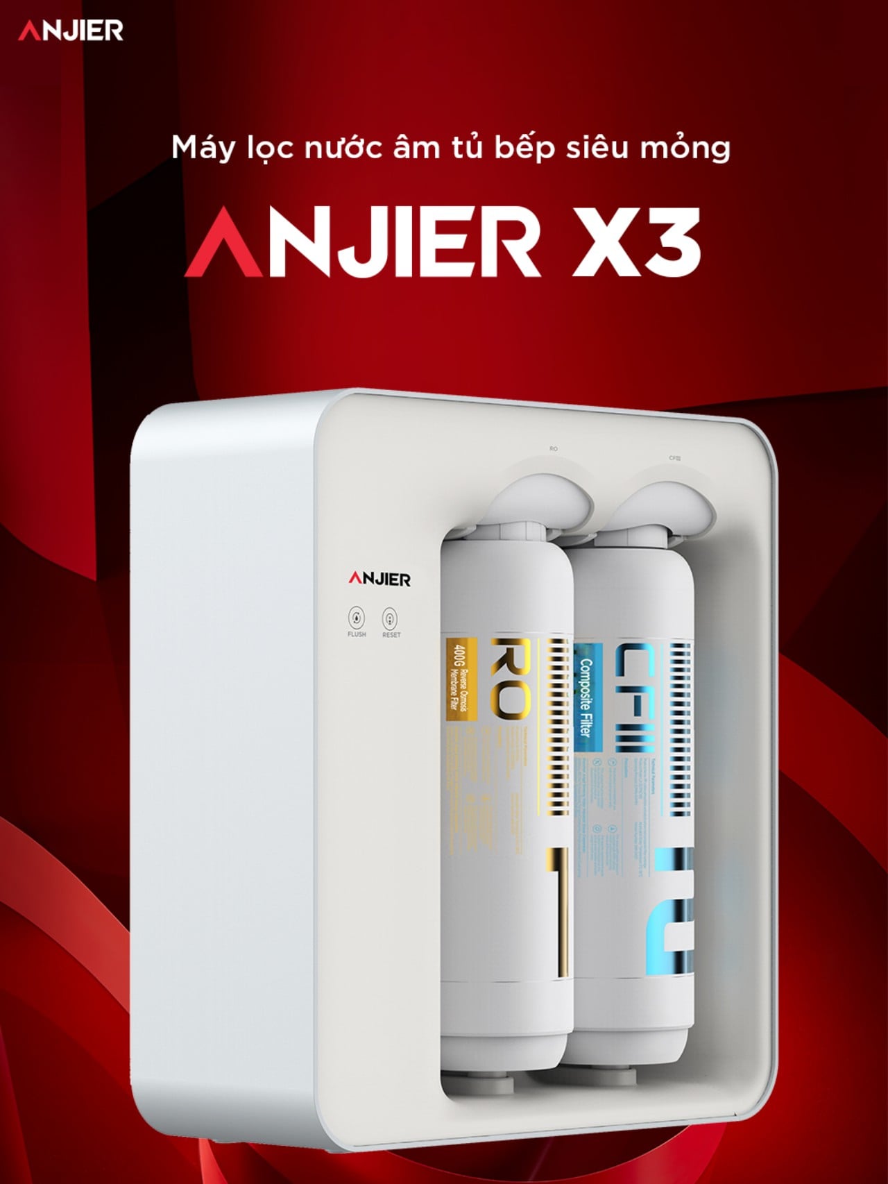 Máy lọc nước âm tủ bếp siêu mỏng ANJIER X3 – ảnh 8