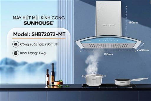 Máy hút mùi kính cong Sunhouse SHB72072-MT – ảnh 5