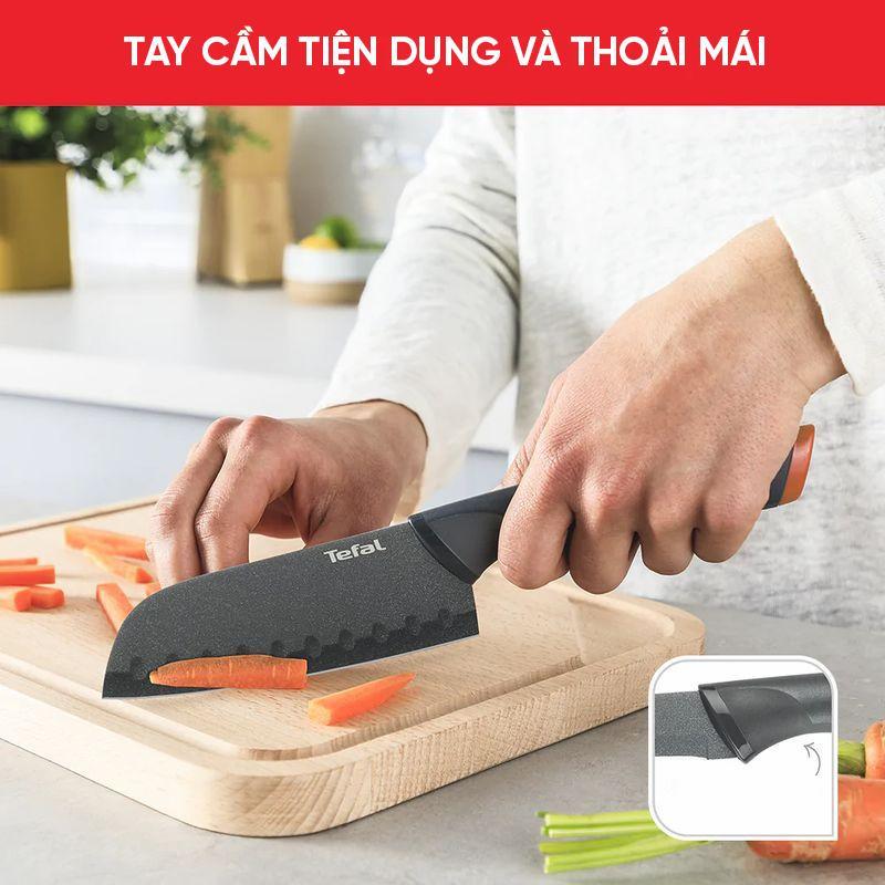 Dao làm bếp phủ Titanium bản lớn Santoku Tefal Fresh Kitchen K1220104 - 12cm – ảnh 3