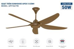 Quạt trần 5 cánh Sunhouse apex APF7667YB ảnh 5