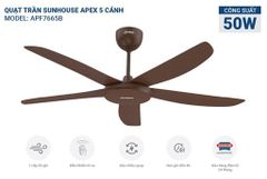 Quạt trần 5 cánh Sunhouse apex APF7665B ảnh 5