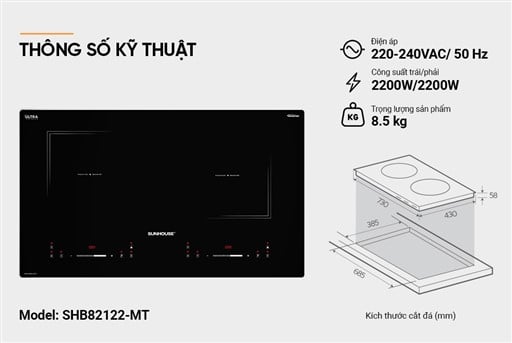 Bếp đôi điện từ Sunhouse SHB82122-MT – ảnh 6