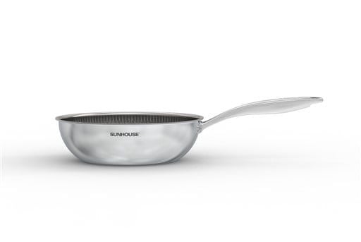 Chảo xào inox liền đáy hybrid Sunhouse healthy IN28M8