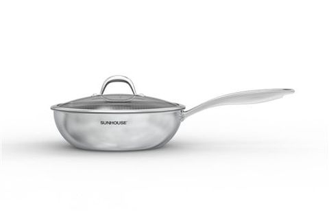 Chảo xào inox liền đáy hybrid Sunhouse healthy IN28M8VK