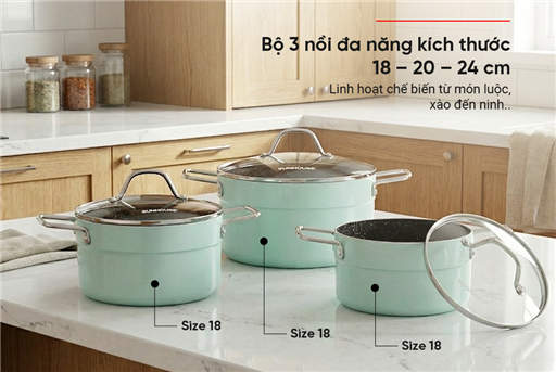 Bộ nồi nhôm chống dính đáy từ Sunhouse eco SHG1122MX – ảnh 8