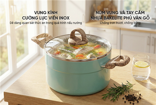 Bộ nồi chống dính đáy từ Sunhouse eco SHG1122MC – ảnh 8