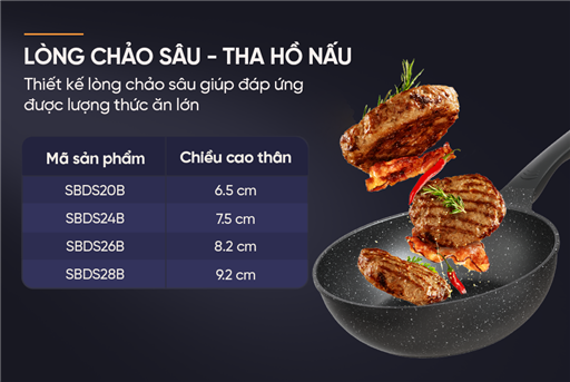 Chảo sâu chống dính siêu bền Sunhouse SBDS24B – ảnh 8