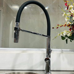 Vòi rửa bát Eurogold EUF528CM - màu đen, đồng, dây rút ảnh 2