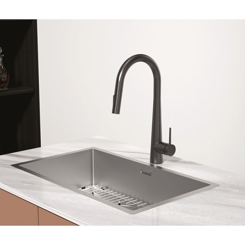 Vòi bếp Hafele HT25-SH1P417 đen 567.24.498 - Phối vòi đen HT25-SH1P417 với chậu và tủ bếp Vòi bếp Hafele HT25-SH1P417 đen 567.24.498 - Phối vòi đen HT25-SH1P417 với chậu và tủ bếp