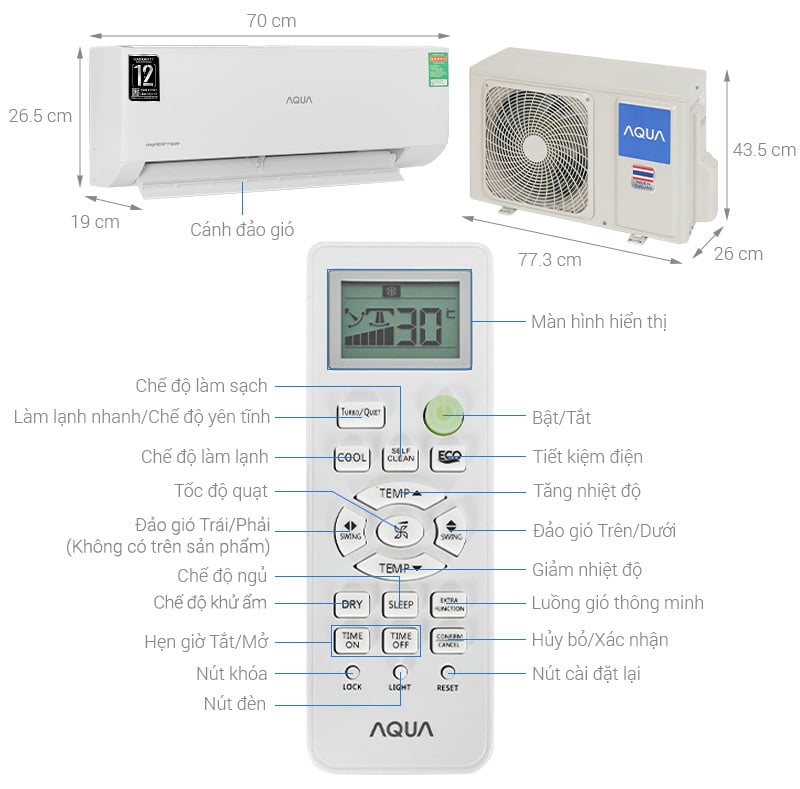 Máy lạnh Aqua AQA-RV10QA2 Máy lạnh Aqua AQA-RV10QA2