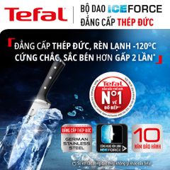 Bộ dao thép Đức 5 món và kệ dao gỗ Tefal Ice Force K232S574, 20cm/20cm/18cm/11cm/9cm