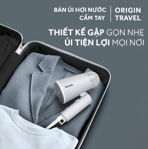 Bàn ủi hơi nước cầm tay Tefal Origin Travel DT1020E1 trắng xám