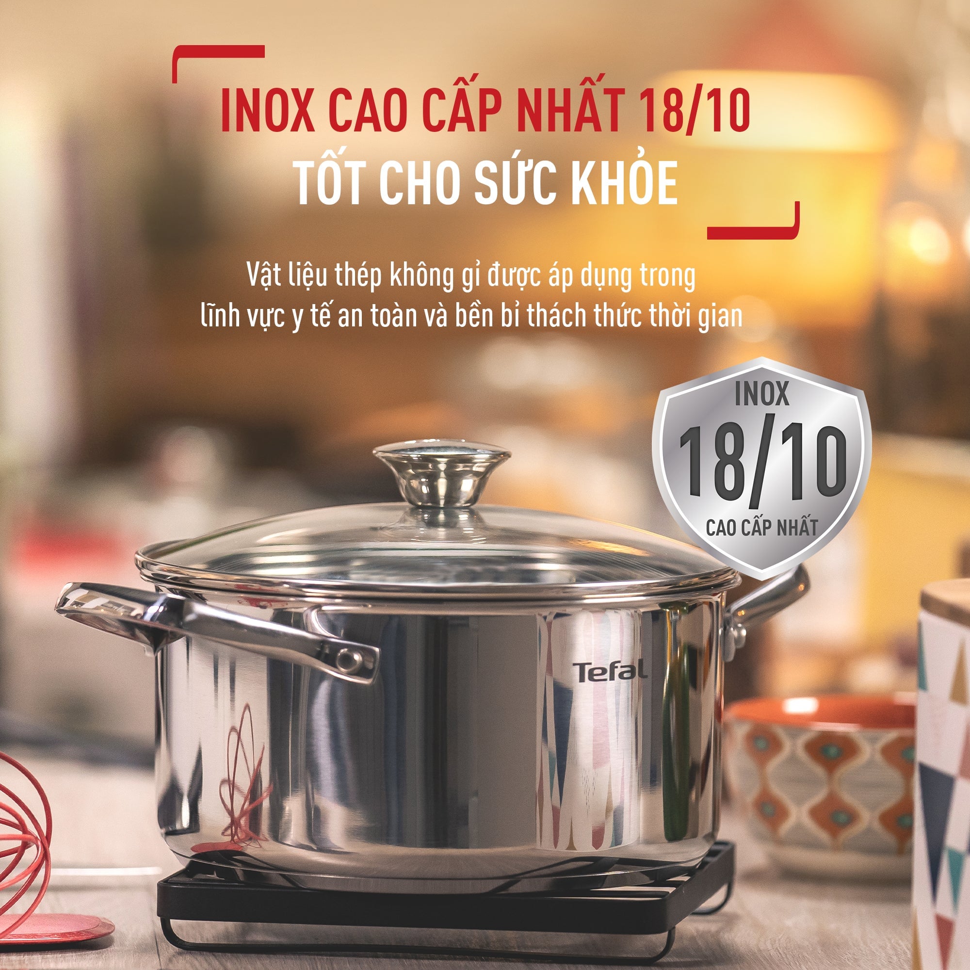 Bộ 2 nồi Inox cao cấp Tefal Cook Eat B921S224, quánh 16cm/nồi 20cm – ảnh 2