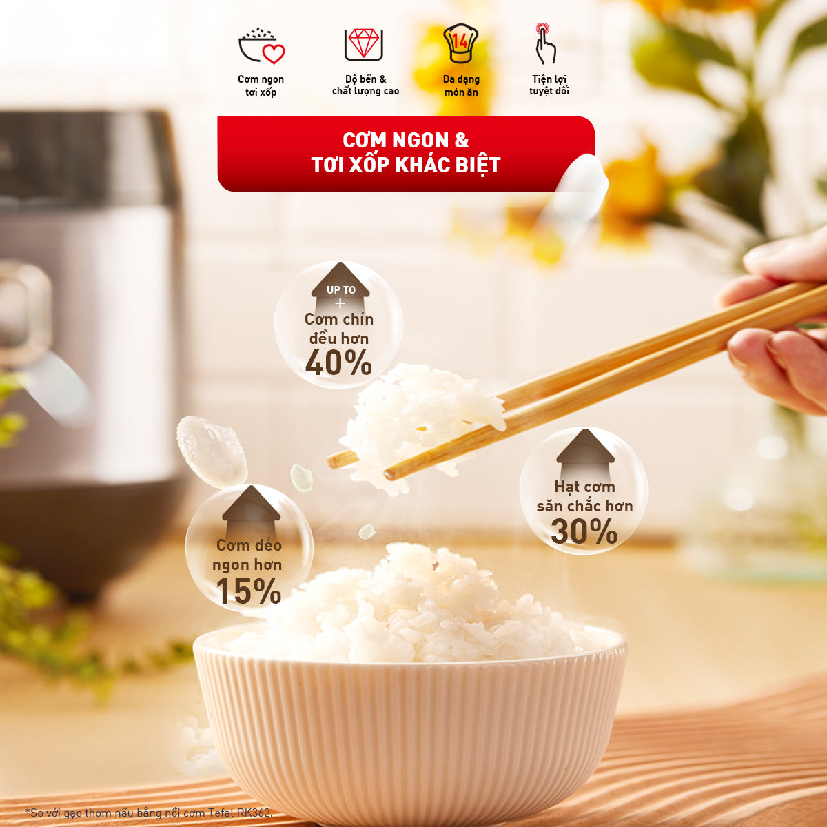 Nồi cơm điện tử Tefal Delirice Plus RK776B68 - 1.8L - Xám – ảnh 2