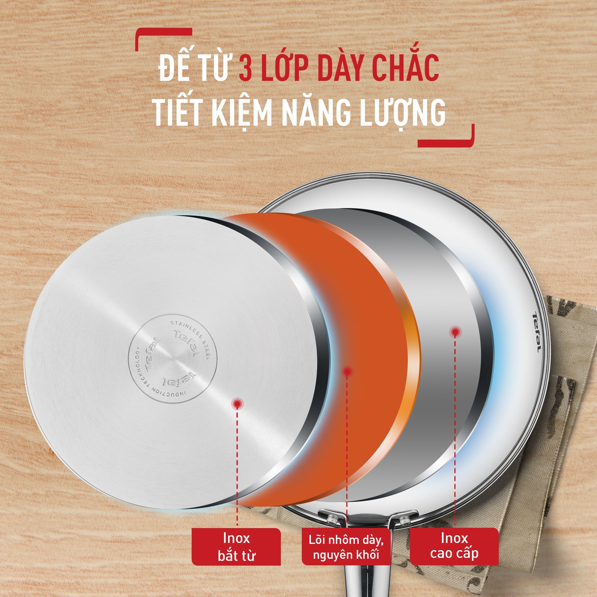 Quánh Inox cao cấp có nắp Tefal Cook Eat B9212274, 16cm – ảnh 3