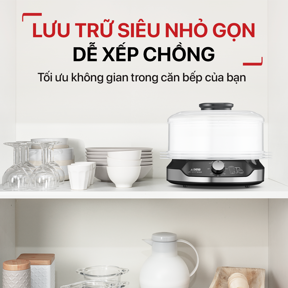 Nồi hấp thực phẩm Tefal UltraCompact VC204810 - 9L – ảnh 6