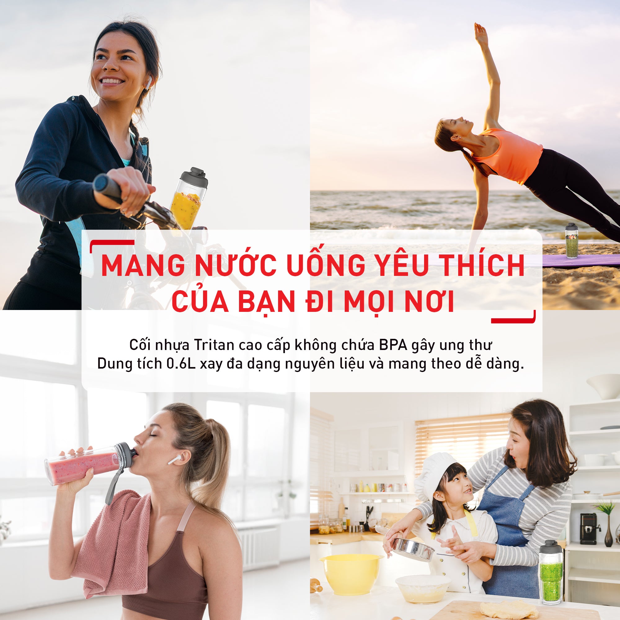Máy xay sinh tố cá nhân Tefal Mix & Move BL15FD30 - 300W - 600mL – ảnh 4