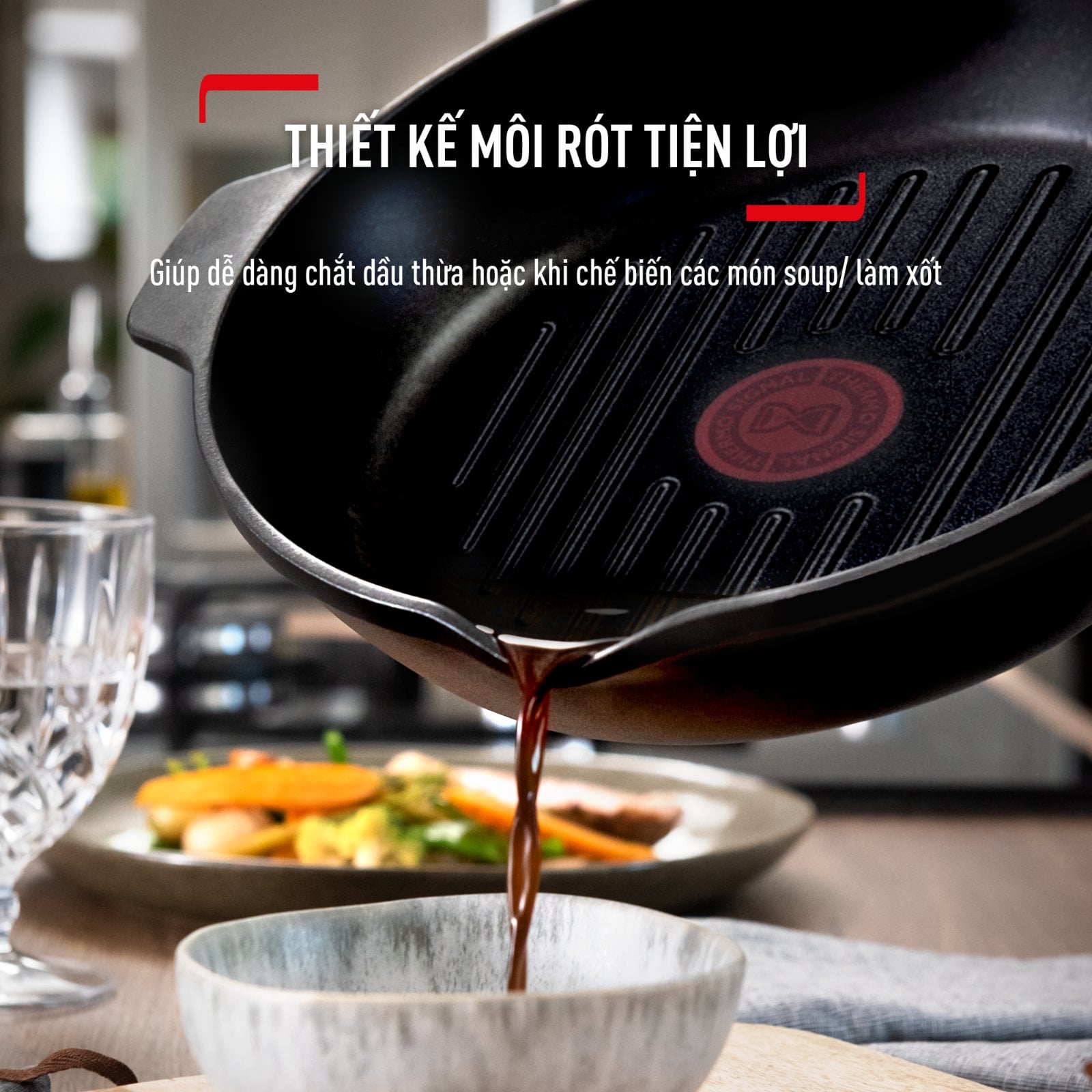 Chảo đúc cao cấp nướng Tefal - chi tiết Chảo đúc cao cấp nướng Tefal - chi tiết