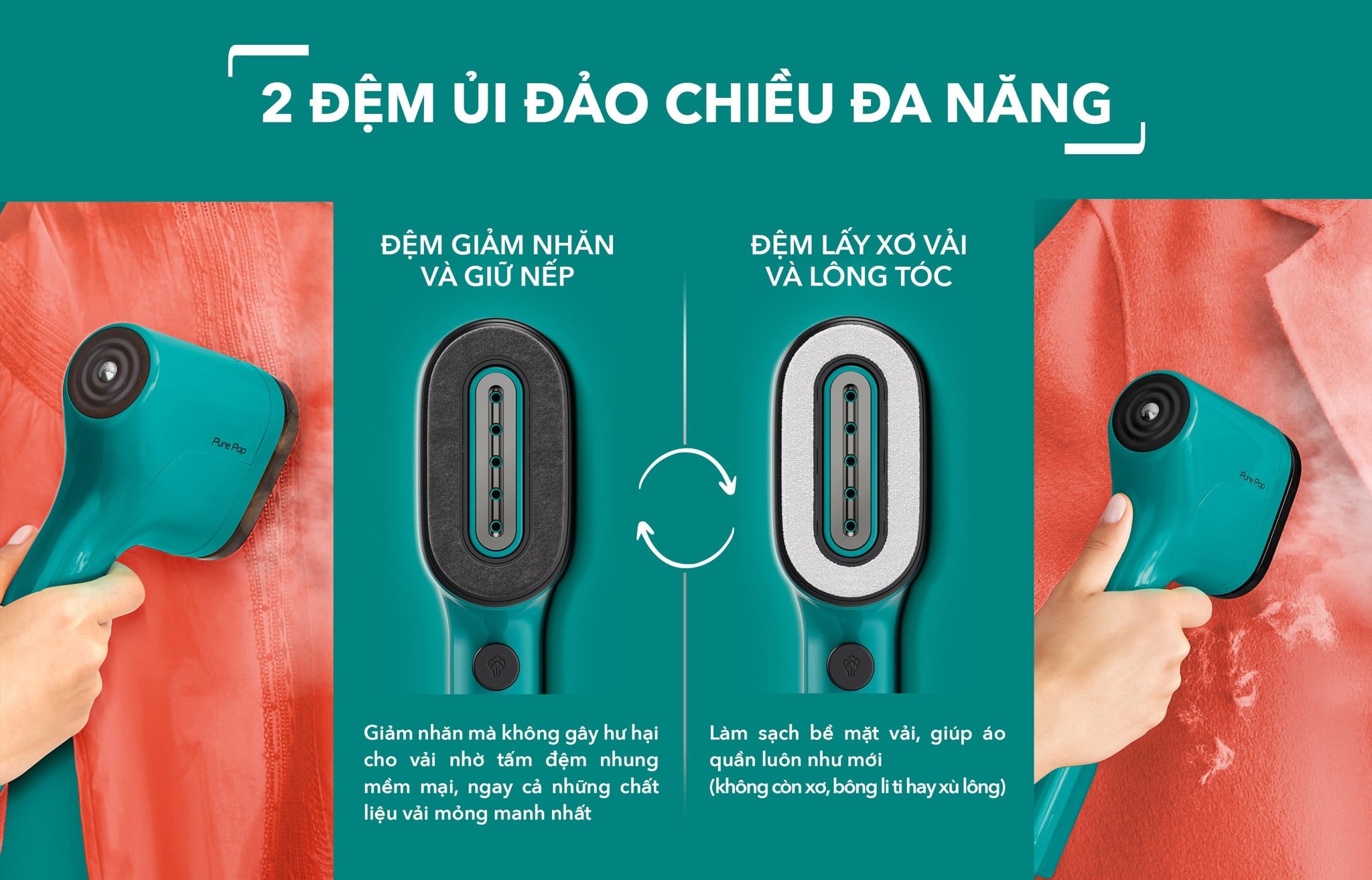 Bàn ủi hơi nước cầm tay Pure Pop Tefal DT2022E1/DT2024E1/DT2026E1/DT2020E1, màu cam carrot/vàng/xanh lơ/xanh mallard – ảnh 4