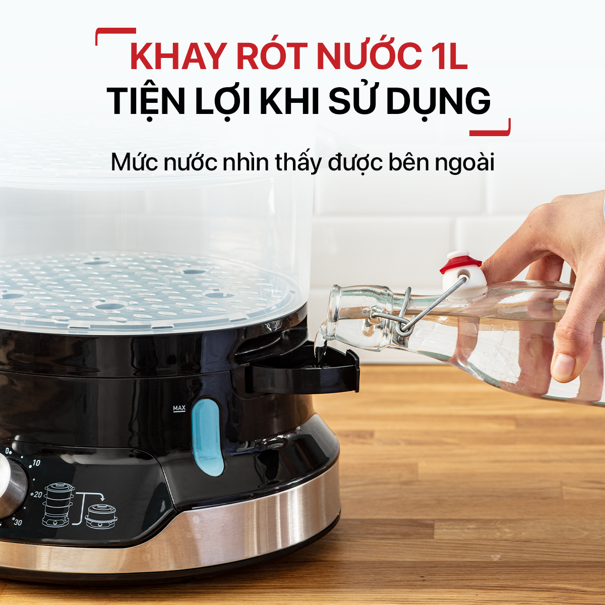 Nồi hấp thực phẩm Tefal UltraCompact VC204810 - 9L – ảnh 5