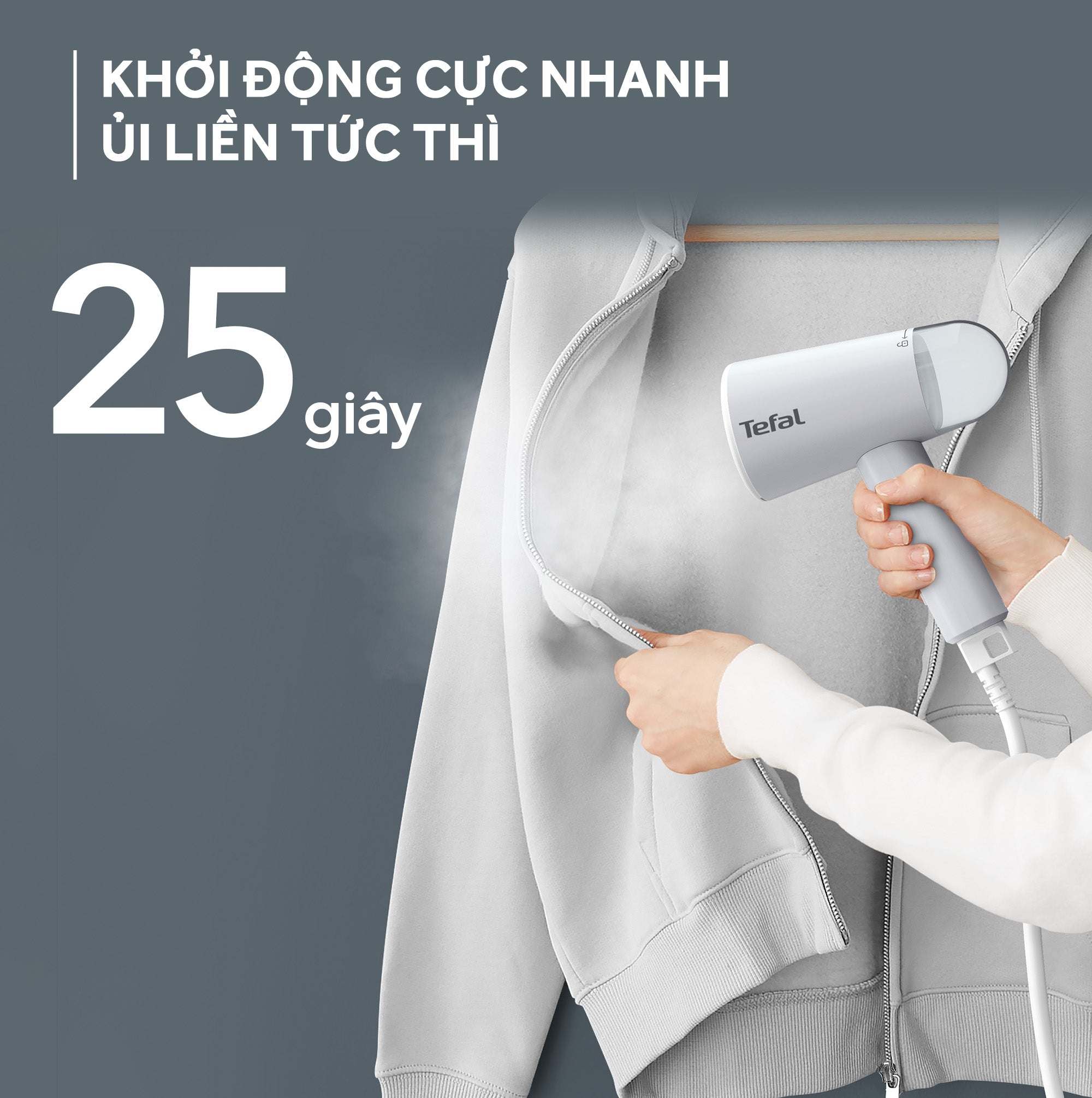 Bàn ủi hơi nước cầm tay Tefal Origin Travel DT1020E1 trắng xám – ảnh 5