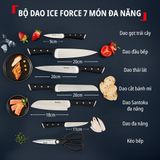  Bộ dao kéo thép Đức 7 món và kệ dao gỗ Tefal Ice Force K232S714, 9cm/11cm/18cm/20cm/20cm/20cm 