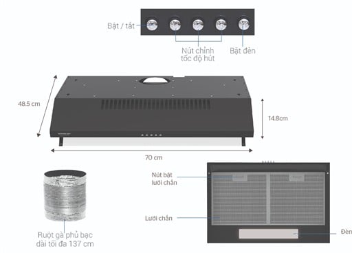Máy hút mùi vỏ sơn Sunhouse SHB6118B – ảnh 6