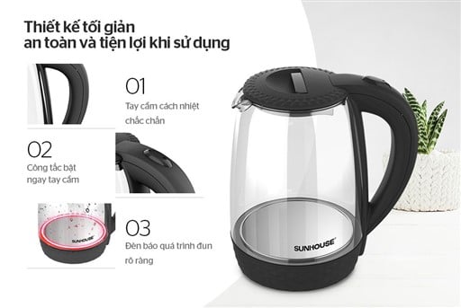 Ấm siêu tốc thủy tinh Sunhouse SHD1215B – ảnh 8