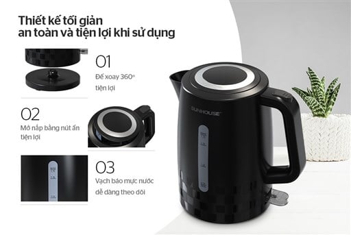 Ấm siêu tốc nhựa 1.7L Sunhouse SHD1306 – ảnh 2
