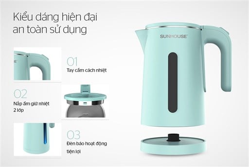 Ấm siêu tốc inox 2 lớp 1.8L Sunhouse SHD1351 – ảnh 2