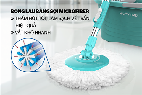 Bộ lau nhà xoay 360 độ happy time KH-CL330PB