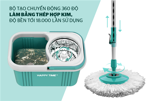 Bộ lau nhà xoay 360 độ happy time KH-CL330S – ảnh 5