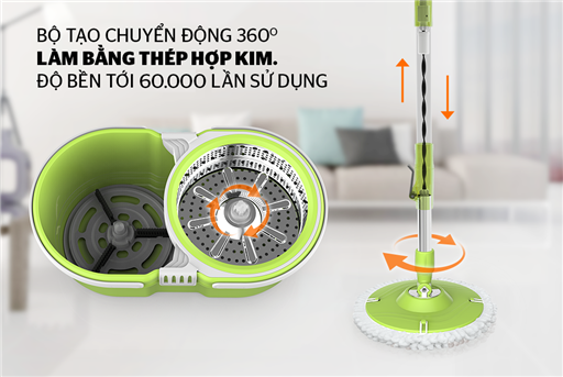 Bộ lau nhà xoay 360 độ Sunhouse thế hệ mới KS-CL260PG – ảnh 4
